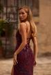 Picture of: Beautiful Beaded Evening Gown with V Neckline and Open Back in Dark Berry, Style 33054, Detail Picture 2