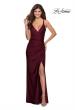 Picture of: Ruched Jersey Prom Dress with Tie Up Back in Burgundy, Style: 28421, Detail Picture 3
