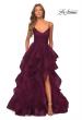 Picture of: Layered Tulle Prom Dress with V Shaped Neckline in Burgundy, Style: 28502, Detail Picture 3