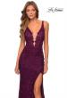 Picture of: Long Lace Prom Dress with Plunging Neckline in Burgundy, Style: 28648, Detail Picture 3
