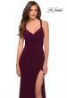 Picture of: V Neck Long Jersey Prom Dress with Open Strappy Back in Dark Berry, Style 29503, Detail Picture 3