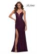 Picture of: Chic Long Stretch Lace Gown with Sheer Rhinestone Back in Dark Berry, Style 29679, Detail Picture 3