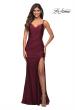 Picture of: Diagonal Ruched Jersey Gown with V Neckline in Dark Berry, Detail Picture 3