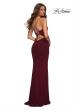 Picture of: Long Jersey Dress with Sheer Corset Bodice in Dark Berry, Detail Picture 3