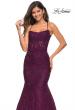 Picture of: Mermaid Lace Gown with Sheer Bodice and Open Back in Dark Berry, Detail Picture 3
