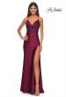 Picture of: Drape Neckline Jeweled Jersey Prom Dress with High Slit in Dark Berry, Style: 31221, Detail Picture 3