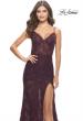 Picture of: Romper Stretch Lace Dress with Sheer Skirt and Bodice in Dark Berry, Style: 31252, Detail Picture 3