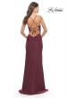 Picture of: Lace Asymmetrical Gown with Jersey Skirt and Twist Knot Detail in Dark Berry, Style: 31520, Detail Picture 3