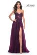 Picture of: Rhinestone Tulle A-Line Gown with Lace Bodice in Jewel Tones in Dark Berry, Style: 32253, Detail Picture 3