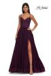 Picture of: Beautiful A-line Tulle Dress with Eyelet Neckline and Lace Top in Dark Berry, Style: 32594, Detail Picture 3