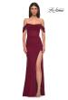 Picture of: Simple Off the Shoulder Net Jersey Dress with Sheer Waist in Dark Berry, Style 32684, Detail Picture 3