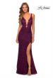 Picture of: Long Lace Prom Dress with Plunging Neckline in Burgundy, Style: 28648, Detail Picture 4