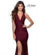 Picture of: Sleek Prom Dress with Deep V-Neckline and Tie Back in Burgundy, Style: 28677, Detail Picture 4