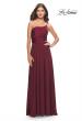 Picture of: Chic One Shoulder Long Jersey Gown with Defined Waist in Dark Berry, Style: 31170, Detail Picture 4