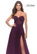 Picture of: Illusion Bodice A-line Gown with Boning and Defined Cups in Dark Berry, Style: 31205, Detail Picture 4