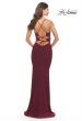 Picture of: Unique Cut Out Net Jersey Prom Dress in Dark Berry, Style: 31334, Detail Picture 4