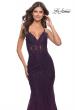 Picture of: Mermaid Tulle and Lace Gown with Open Tie Back in Dark Berry, Style: 31344, Detail Picture 4