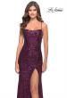 Picture of: Lace Up Back Sequin Gown with Flare Skirt in Dark Berry, Style: 31508, Detail Picture 4