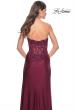 Picture of: Ruched Jersey Skirt with Lace Illusion Top and Rhinestone Prom Dress in Dark Berry, Style: 32011, Detail Picture 4