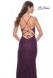 Picture of: Rhinestone Lace Embellished Prom Dress with High Side Slit in Bright Colors in Dark Berry, Style: 32308, Detail Picture 4