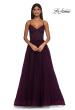 Picture of: Beautiful A-line Tulle Dress with Eyelet Neckline and Lace Top in Dark Berry, Style: 32594, Detail Picture 4