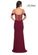 Picture of: Simple Off the Shoulder Net Jersey Dress with Sheer Waist in Dark Berry, Style 32684, Detail Picture 4