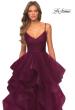 Picture of: Layered Tulle Prom Dress with V Shaped Neckline in Burgundy, Style: 28502, Detail Picture 5