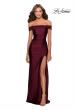 Picture of: Off the Shoulder Prom Dress with Tie Back and Slit in Burgundy, Style: 28506, Detail Picture 5