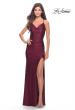 Picture of: Rhinestone Jersey Dress with Slit and Ruching in Dark Berry, Style: 31123, Detail Picture 5