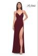Picture of: Net Jersey Ruched Prom Dress with Illusion Bodice in Dark Berry, Style: 31151, Detail Picture 5
