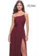 Picture of: Chic One Shoulder Long Jersey Gown with Defined Waist in Dark Berry, Style: 31170, Detail Picture 5