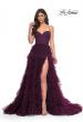 Picture of: Ruffle Tulle A-Line Dress with Satin Bustier Top in Purple, Style: 32071, Detail Picture 5