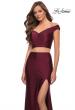 Picture of: Rhinestone Off the Shoulder Jersey Two Piece Prom Dress in Dark Berry, Style 29951, Detail Picture 6