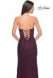 Picture of: Jewel Tone Embroidered Lace Fitted Prom Dress with Lace Edge Slit in Dark Berry, Style: 32437, Detail Picture 6