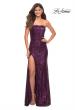 Picture of: Strapless Ruched Sequin Gown in Gorgeous Colors in Dark Berry, Detail Picture 7