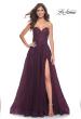 Picture of: Sweetheart Tulle Strapless Gown with Lace Applique in Dark Berry, Style: 32304, Detail Picture 7