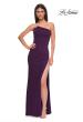 Picture of: Chic Jersey Dress with Asymmetrical Neckline and Sheer Back in Dark Berry, Style 32849, Detail Picture 7