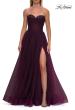 Picture of: Strapless Lace Corset Tulle Gown with Slit in Dark Berry, Style: 33363, Detail Picture 7