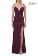 Picture of: Ruched Jersey Gown with Beaded Bodice and High Slit in Dark Berry, Style: 33665, Detail Picture 7