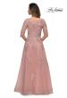Picture of: Three Quarter Sleeve A-line Gown with Floral Embellishments in Dark Blush, Style: 27922, Detail Picture 2