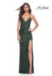 Picture of: Print Sequin Long Prom Dress with Lace Up Back in Dark Emerald, Style: 31933, Detail Picture 6