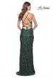 Picture of: Print Sequin Long Prom Dress with Lace Up Back in Dark Emerald, Style: 31933, Detail Picture 7