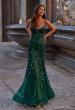 Picture of: Mermaid Sequin and Beaded Embellished Prom Dress in Dark Emerald, Style: 32049, Detail Picture 1
