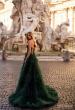 Picture of: Ruffle Tulle A-Line Dress with Satin Bustier Top in Dark Emerald, Style: 32071, Detail Picture 1