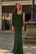 Picture of: Long Sleeve Net Jersey Gown with Sweetheart Neckline in Dark Emerald, Style: 33575, Main Picture