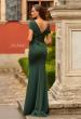 Picture of: Off-the-Shoulder Ruched Jersey Gown in Dark Emerald, Style: 33584, Back Picture