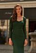 Picture of: Long Sleeve Net Jersey Gown with Sweetheart Neckline in Dark Emerald, Style: 33575, Detail Picture 5