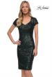 Picture of: Knee Length Sequin Dress with Short Sleeves in Dark Emerald, Main Picture