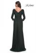 Picture of: Ruched Long Dress with Ruffle Skirt Detail and Sleeves in Dark Emerald, Style: 30845, Back Picture