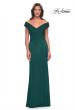 Picture of: Long Luxurious Jersey Off the Shoulder Evening Gown in Dark Emerald, Style: 30040, Detail Picture 1